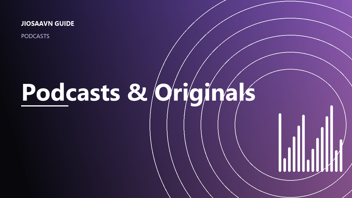 JioSaavn podcasts and original shows illustration with microphone and waveform